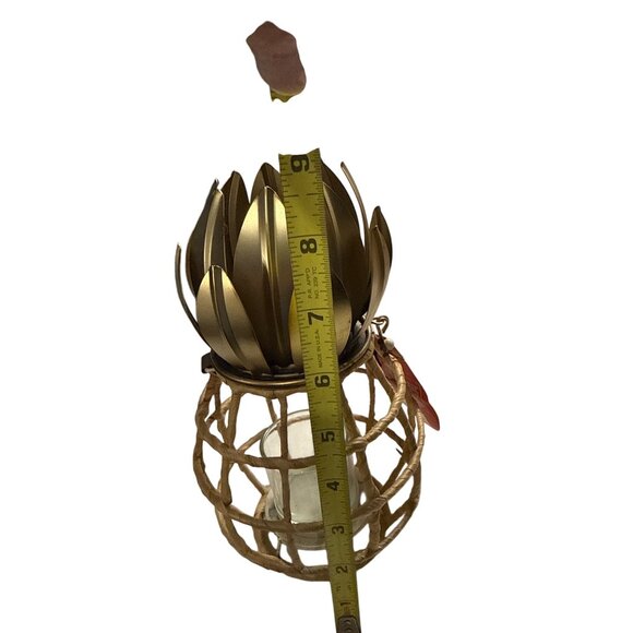 Opalhouse Candleholders Pineapple Design Set of 3 Rattan & Metal 9" - Picture 5 of 6